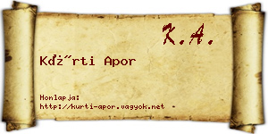 Kürti Apor névjegykártya